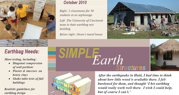 Patti Stouter's earthbag newsletter recaps news and events in the developing world.