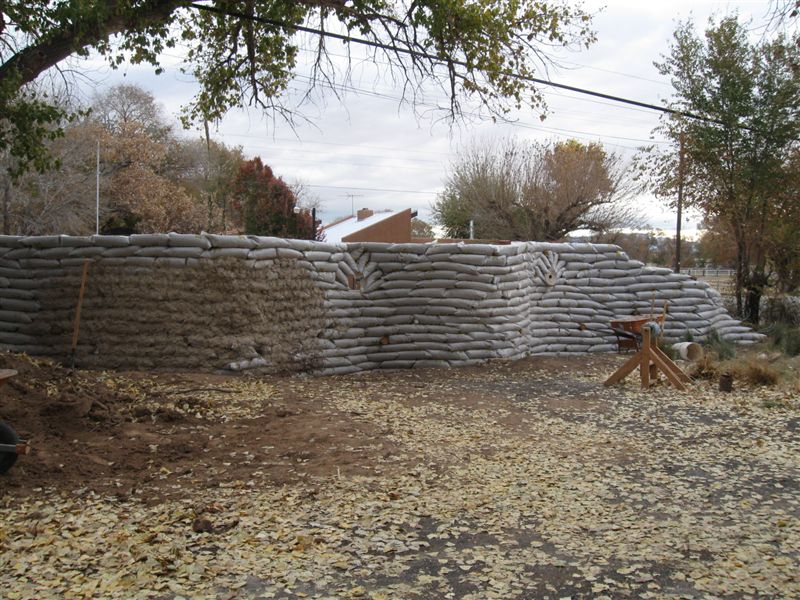 Sunflower River Earthbag Privacy Wall