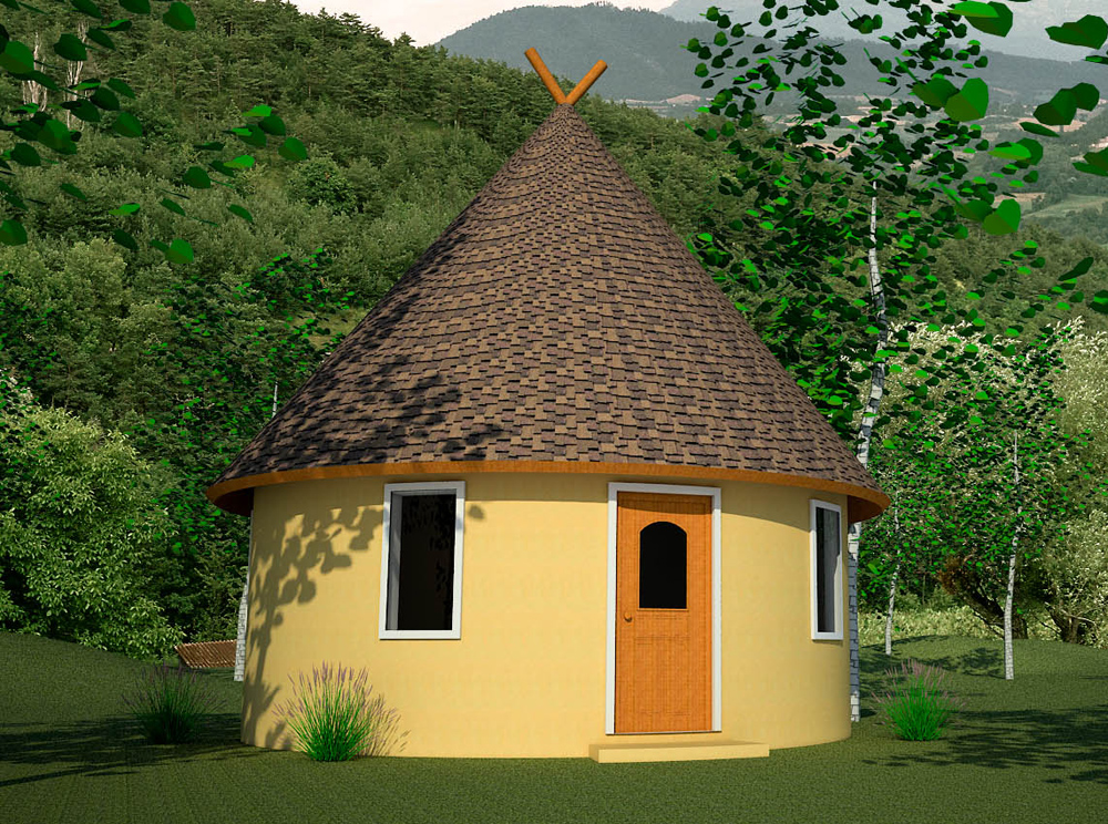 Earthbag Roundhouse with Siberian Chum Roof