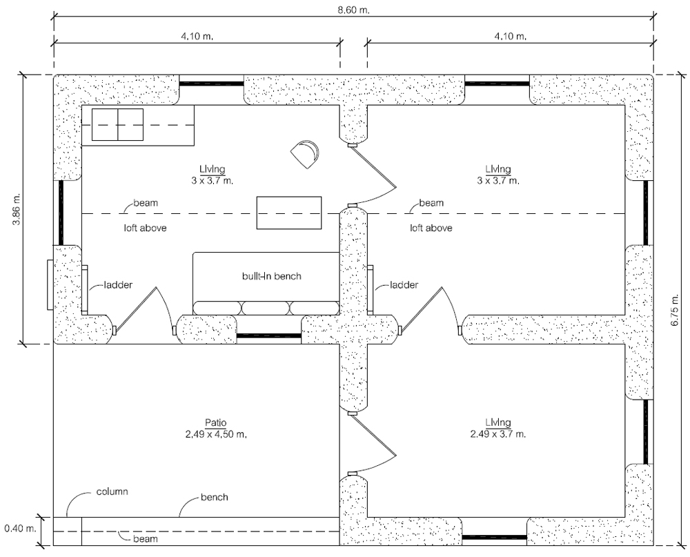 $300 Earthbag House with Additions (click to enlarge)