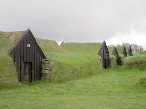Earth covered farm homes in Keldur, Iceland. These were built in 1193, and are supposedly the oldest buildings in Iceland. (click to enlarge)