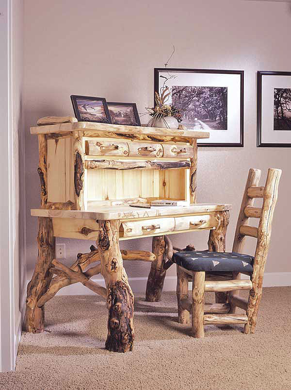 Rustic Log Furniture Natural Building Blog   Rustic Log Desk 