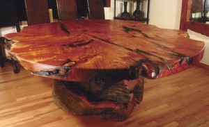 Rustic western dining room table with stump base