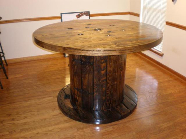 Recycled cable spool table