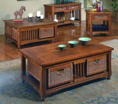 Pine furniture with wicker basket drawer fronts