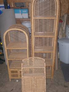 Baskets can be added to wicker shelves and medicine cabinets