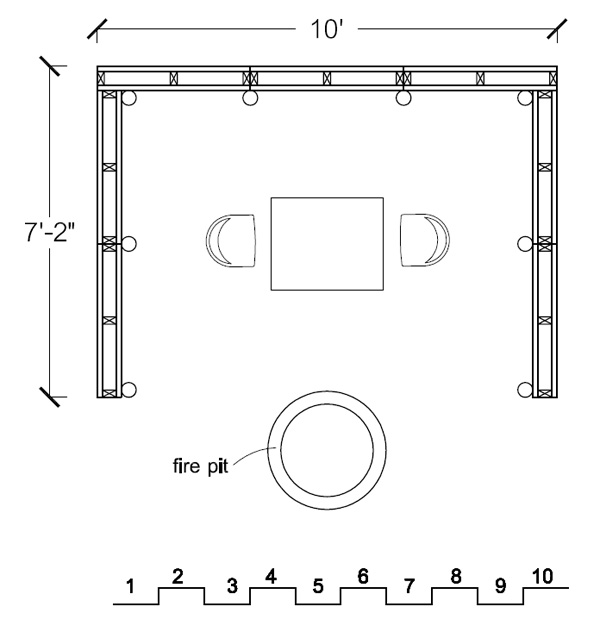 Pallet Desert Shelter floorplan (one of many possible configurations)