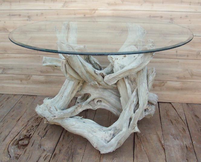 Natural white driftwood dining table