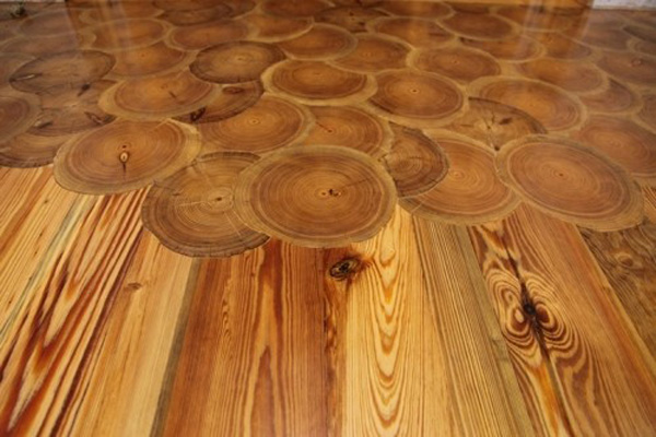 This log end flooring photo has been ‘repinned’ hundreds of times at Pinterest.