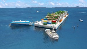 Blueseed Concept Vessels provide a floating living/working environment off the coast of San Francisco.