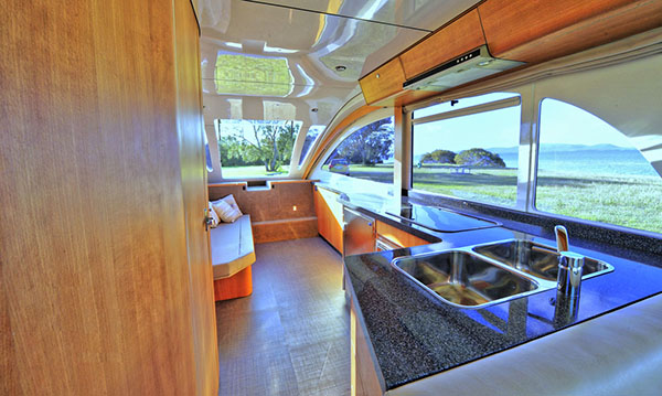 Interior view of the CaraBoat – it’s big enough to be livable.