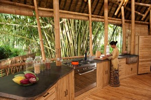 Green Village bamboo house kitchen