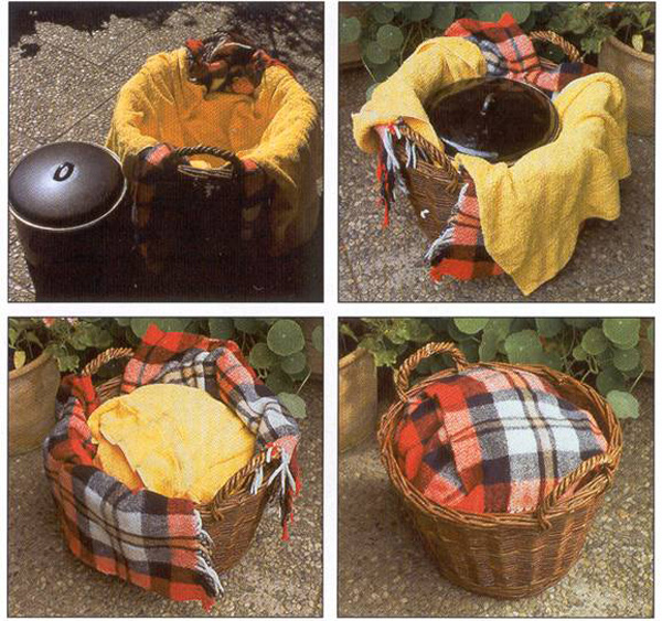 Retained heat cooking uses an insulated basket or ‘haybox’