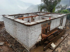 Jiri earthbag house under construction
