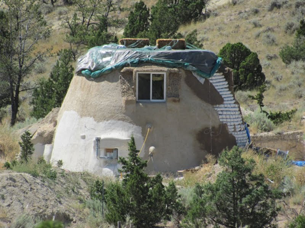 Three-story earthbag house under construction near Bozeman, Montana