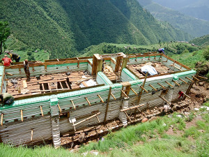 New school building under construction in Nepal using Earthbag technology.