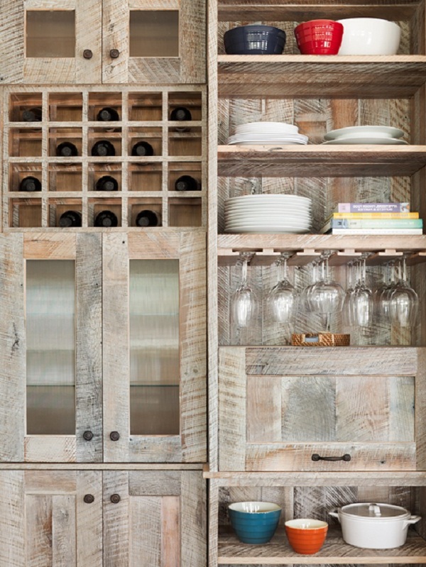 Pallet wood kitchen cabinets