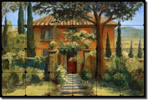 Tuscan villa tile mural