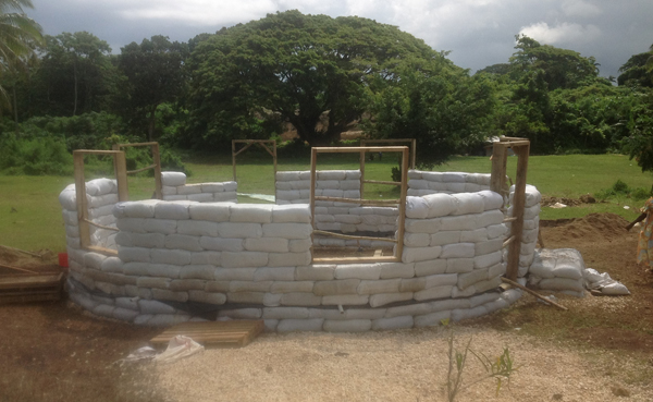 A Vanuatu women’s training center is being built with earthbags.