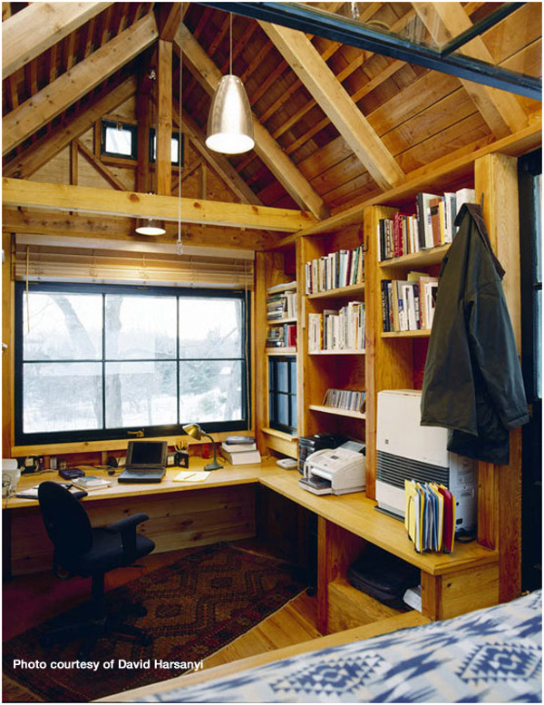 Interior of Michael Pollan’s tiny home office.