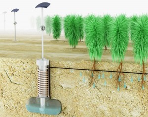 The AirDrop irrigation system extracts moisture from the air.