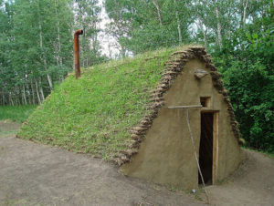 Burdei sod homes as built in Ukraine, Canada, Kansas and elsewhere utilize local natural materials.