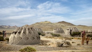 Collapsible woven refugee shelters by designer Abeer Seikaly