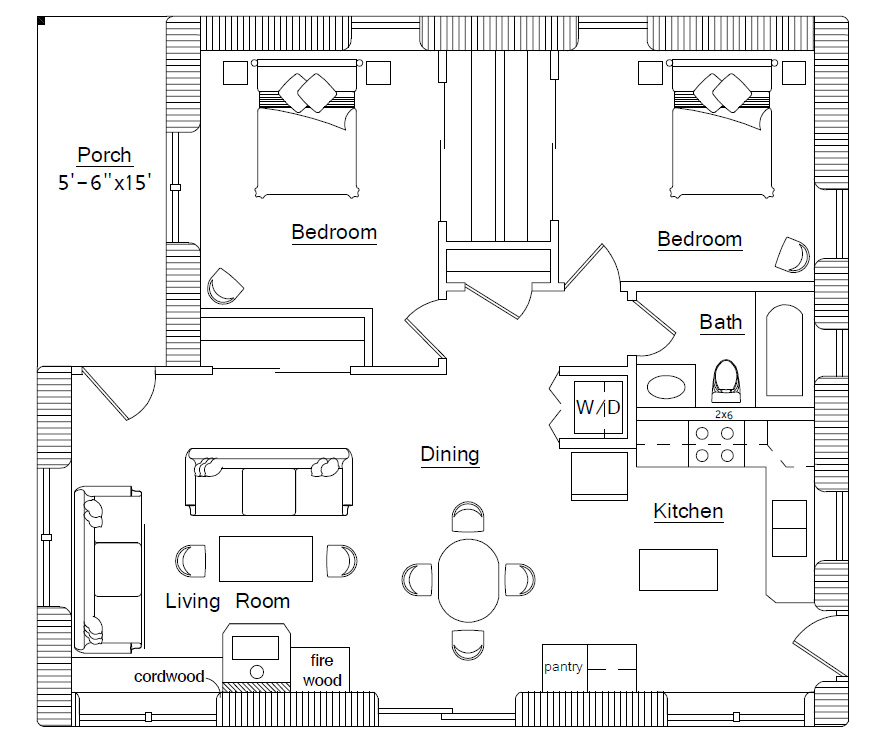Cordwood house floorplan