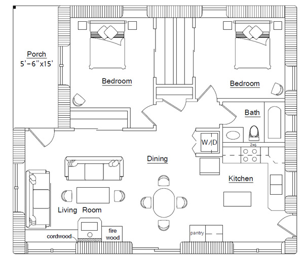 Cordwood house floorplan