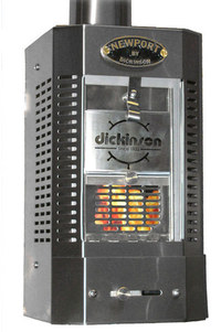 Wall mounted Dickinson solid fuel/twig stoves save floor space