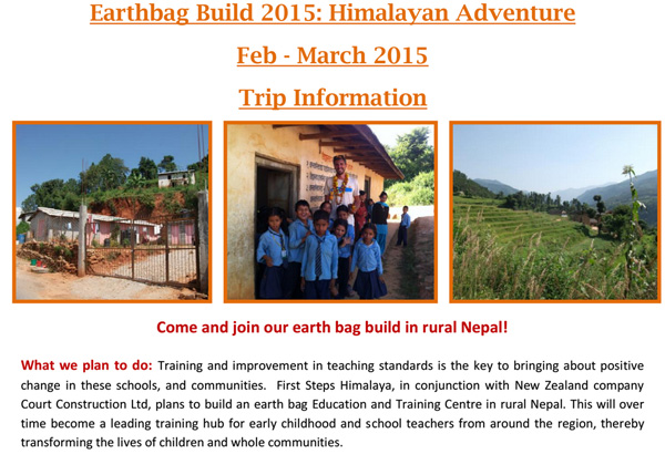 Volunteer opportunity for earthbag Teacher Training Centre in Nepal