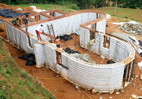 Earthbag Canteen Project in Kathmandu, Nepal now under construction by Good Earth Global.