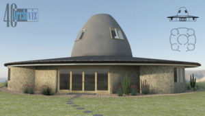 Earthbag earthship house rendering by 4C Archviz