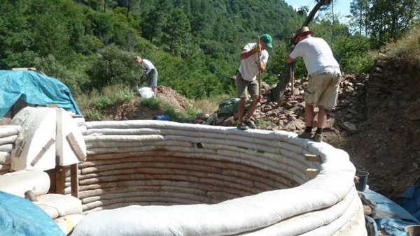 Earthbag home under construction in France