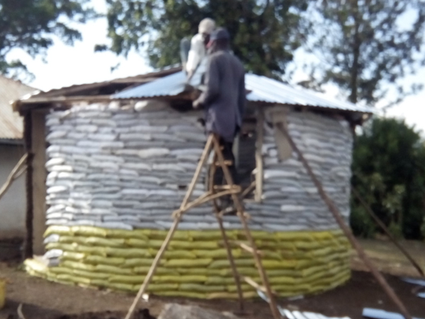 Earthbag village library in Kenya