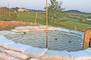 Earthbag tornado shelter under construction