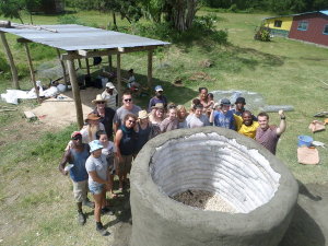 Earthbag water tank built by local workers and Australian students in Vanuatu.