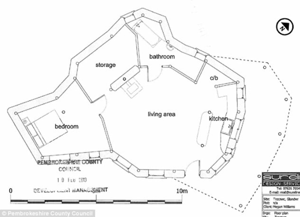 Floorplan of the eco hobbit home in Pembrokeshire