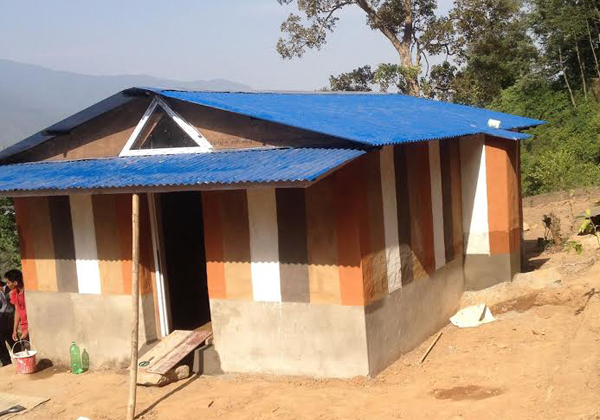 Newly completed earthbag school in Goldhunga, Nepal