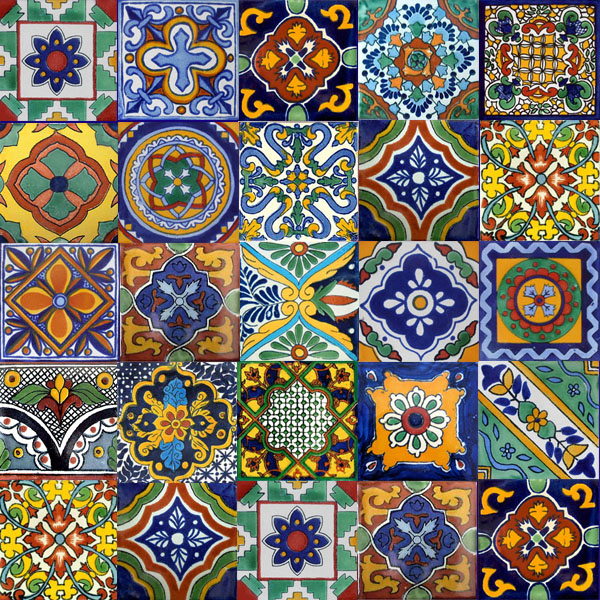 Handcrafted, multi-color ceramic Mexican tile