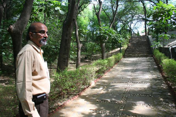 Alok Adholeya at his research station nestled within a reclaimed oasis in India.