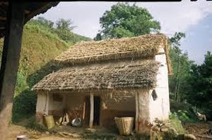 Traditional thatched rural house in Nepal.