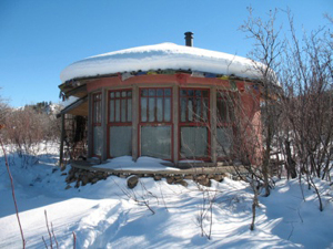 Nice modern strawbale yurt at Lynx Basin Ranch.