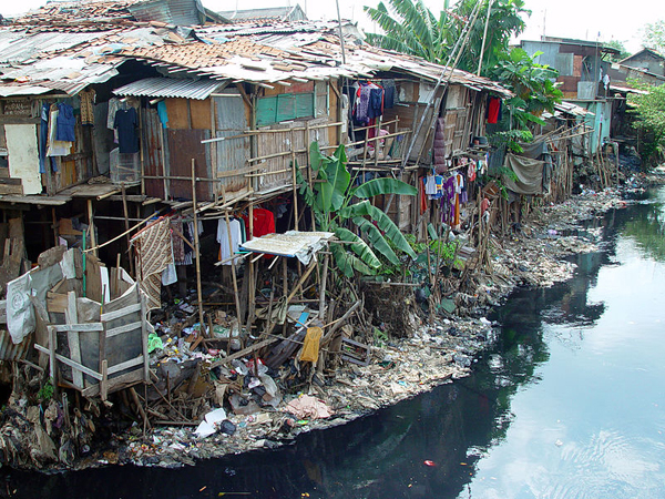 An example of urban poverty in this slum in Jakarta, Indonesia