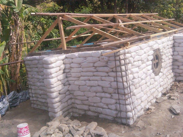 Prava's earthbag house in Sukute, Nepal.