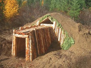 'Quiggly Hole' or earth lodge used by the native people of British Columbia.