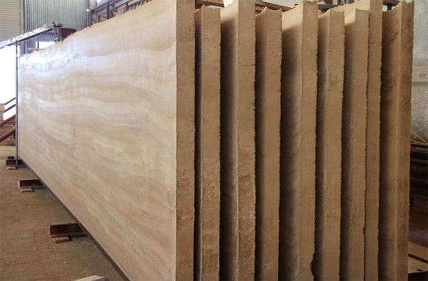 3-4 inches thick rammed earth panels are ideal for non-structural applications