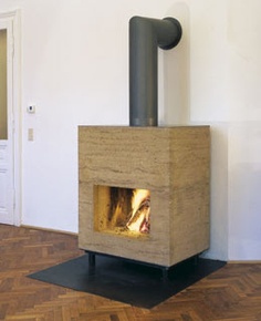 Rammed earth wood stove