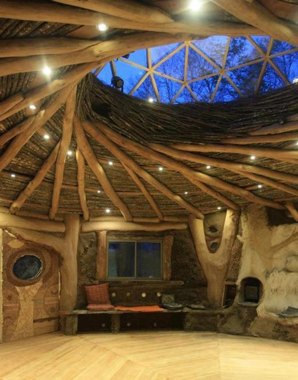 Stunning reciprocal roof with geodesic dome skylight