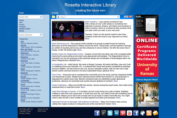 Rosetta Interactive Library home page